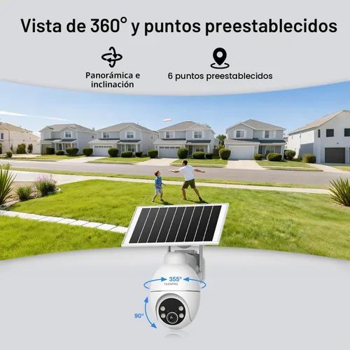 Miniatura 6 de TKENPRO Cámaras de seguridad solares inalámbricas para exteriores, Wi-Fi de 2.4 GHz, grabación continua 24/7, seguimiento automático humano, cámara