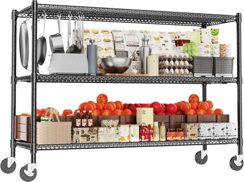 Miniatura 12 de GIOTORENT Estantería Metálica de Pie de 5 Niveles, Unidades de Estante de Alambre de Altura Ajustable, Rack de Exhibición para Lavandería Baño Gris