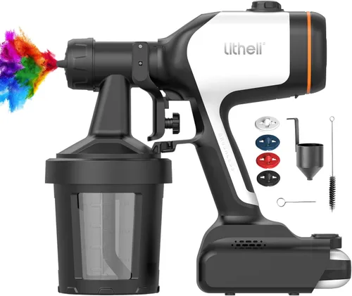 Miniatura 7 de Litheli - Pulverizador de pintura inalámbrico con potente motor sin escobillas, pulverizadores de pintura de batería de 20V 2.0Ah con 4 boquillas
