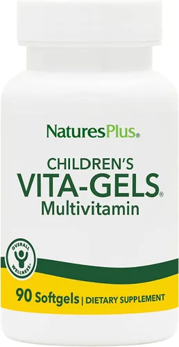 NaturesPlus Multivitamínico Vita-Gels para niños, sabor a naranja natural, 90 cápsulas blandas, sin gluten, 90 porciones
