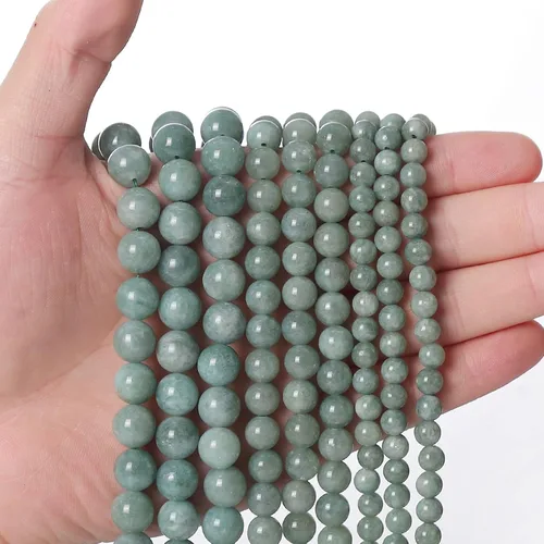 Miniatura 47 de 60 piezas de cuentas de piedra natural de 15⁄64 pulgadas (6 mm) con cuentas de apatita azul que es una piedra para sanación de la energía. Piedras