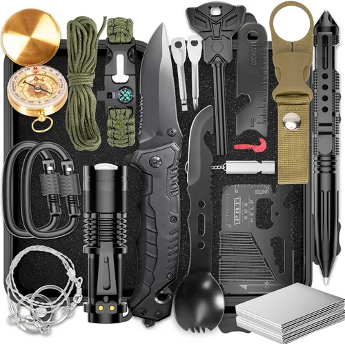 Kits de supervivencia, artículos esenciales de senderismo y campamento, equipo de supervivencia de emergencia, regalos para hombres, regalos para