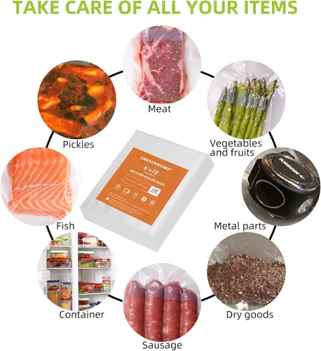Miniatura 4 de CREATIVECHEF Bolsas selladoras al vacío de 100 cuartos de galón de 8 x 12 pulgadas, sin BPA, bolsas de sellado al vacío, bolsa precortada