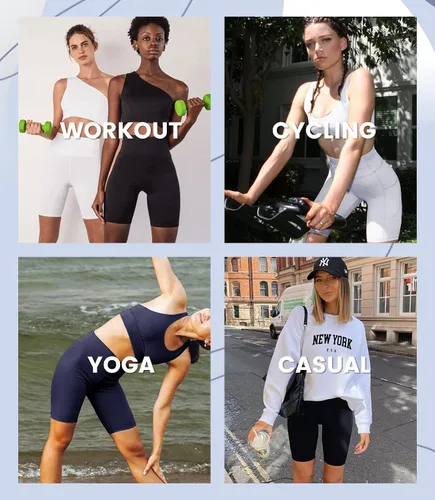 Miniatura 4 de Pantalones cortos de ciclismo para mujer con bolsillos, cintura alta, control de abdomen, pantalones cortos de ciclismo para gimnasio