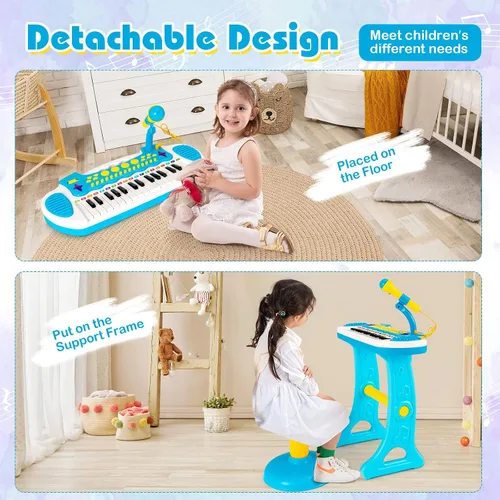 Miniatura 5 de Costzon Juguete de teclado de piano de 24 teclas para niños, instrumento musical electrónico para niños pequeños, juguete educativo con micrófono