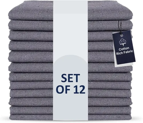 Miniatura 23 de LFH Home - Juego de 4 servilletas Dobby de tela rica en algodón, lavables, suaves, duraderas, a rayas, para comedor, boda, uso diario