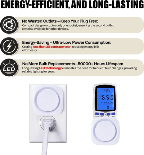 Miniatura 6 de Luces nocturnas de color blanco cálido enchufables en la pared, paquete de 4 luces nocturnas regulables con sensor automático de atardecer a