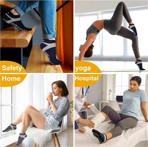 Miniatura 13 de Muezna Calcetines de yoga antideslizantes para mujer, antideslizantes, para pilates, barras, calcetines de hospital con agarres, talla 5-10