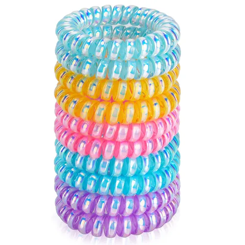 Miniatura 34 de JessLab Lazos para el cabello en espiral para mujeres, paquete de 10 sujetadores de cola de caballo sin rastro y sin daño, bandas para el cabello