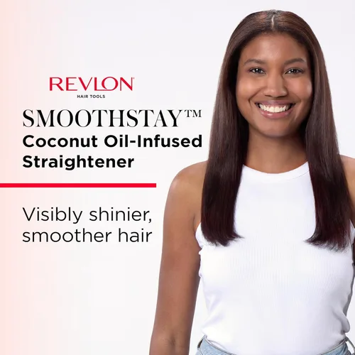 Miniatura 2 de REVLON Smoothstay Alisador de Cabello de 1 Pulgada - La plancha plana con infusión de aceite de coco ayuda a mejorar el brillo y la suavidad, reduce