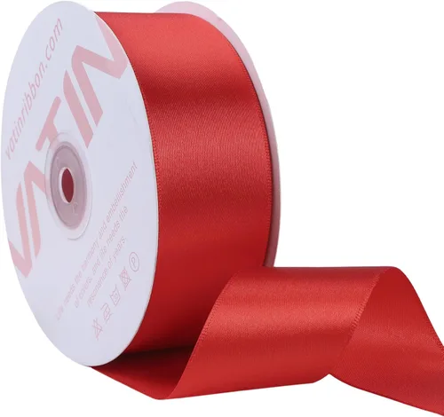 Miniatura 11 de VATIN Cinta de satén sólido rosa intenso de 1-1/2 pulgadas, cinta de tela artesanal de 50 yardas para envolver regalos, arreglos florales, Rosa Hot