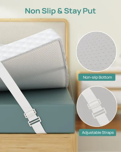 Miniatura 4 de Releep - Cubrecolchón de 3 pulgadas de gel tamaño individual para dormitorio universitario, cubrecolchón firme y refrescante para aliviar