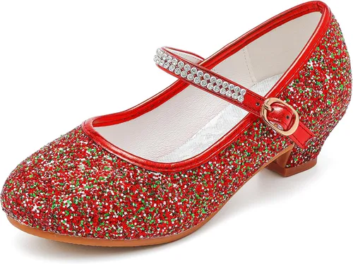 Motasha Zapatos de vestir para niñas pequeñas, zapatos de princesa con flores, tacones bajos, fiesta, boda, para niños pequeños y grandes