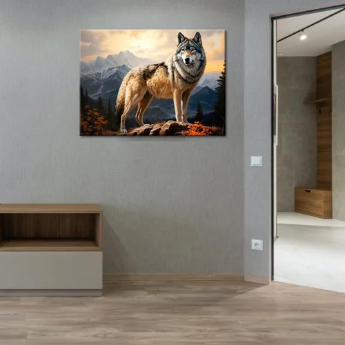 Miniatura 5 de GLOKAKA Arte abstracto de pared con diseño de oso marrón en la montaña Giclée, póster con imagen de bosque y montaña rocosa, obra de arte
