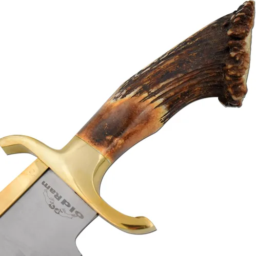 Miniatura 4 de Cuchillo de caza de mango de cuerno de ciervo de Montana de corona real hecho a mano de encargo