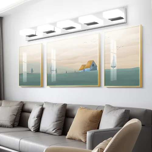 Miniatura 4 de Aipsun Moderna lámpara de tocador de baño cromada LED para baño, acero inoxidable, 5 luces, iluminación de pared de baño, 6000 K