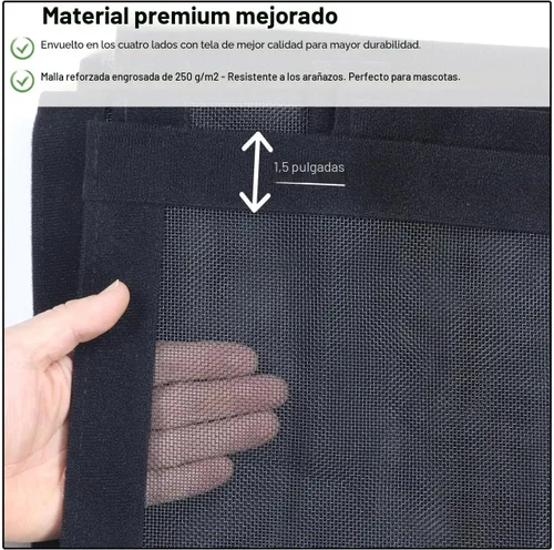 Miniatura 4 de Malla magnética mejorada para puerta más gruesa de 250g/m² (8.82 oz/yd²), 36 imanes más largos, cierre magnético para puerta individual, mosquitera