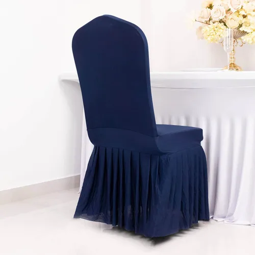 Miniatura 9 de Efavormart 1 juego de fundas para sillas de banquete con volantes y falda plisada de spandex blanco, fundas elásticas lavables con bolsillos