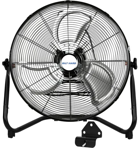 BILT HARD Ventilador de piso de alta velocidad 4650 CFM de 20 pulgadas, ventilador de metal resistente de 3 velocidades con sistema de montaje en