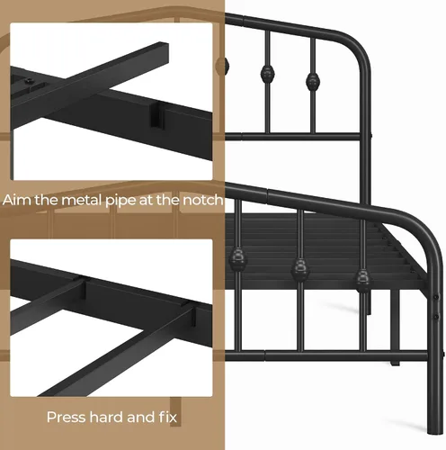 Miniatura 6 de Yaheetech Base de cama de plataforma completa, cabecera victoriana, capacidad de 800 libras, espacio debajo de la cama de 12.6 pulgadas, no necesita