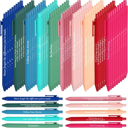 Miniatura 10 de Teling 100 bolígrafos inspiradores a granel motivacionales a granel con frases divertidas, regalos de agradecimiento positivos para adultos