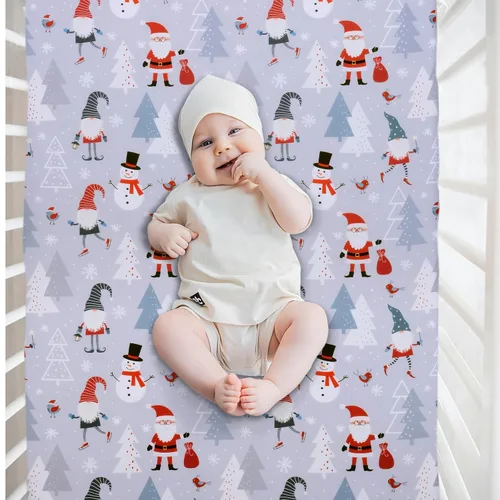 Miniatura 2 de Cloele Sábana Bajera de Cuna de Navidad con Muñeco de Nieve para Niños y Niñas - Paquete de 1 Sábana de Guardería para Bebés Sábana de Cama
