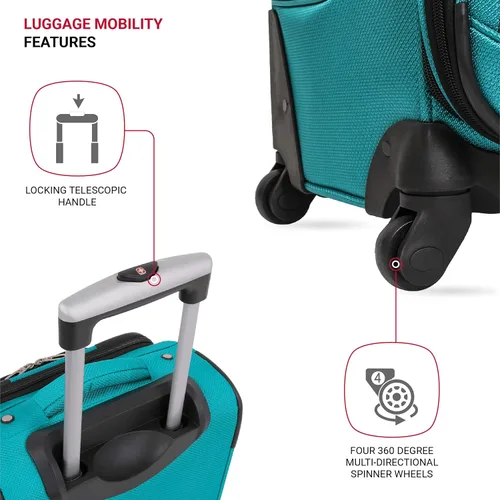 Miniatura 2 de SwissGear - Equipaje suave expandible Sion con ruedas, verde azulado