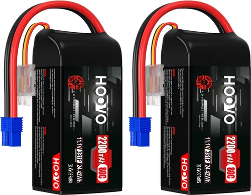 HOOVO 3S Lipo Battery 2200mAh 80C 11.1V Shorty Lipo Batería Softcase con conector EC3 para drone RC Quadcopter helicóptero avión FPV RC Car, 2