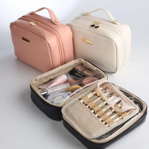 Miniatura 3 de Bolsa cosmética portátil de gran capacidad, Productos para el cuidado de la piel, Bolsa de almacenamiento de cepillo de maquillaje, Bolsa