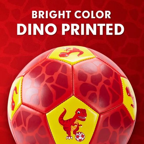 Miniatura 3 de hahaland Balón de fútbol tamaño 3 para niños con bolsa de malla de inflador, juego de bolas de dinosaurio, juguetes para exteriores, patio trasero
