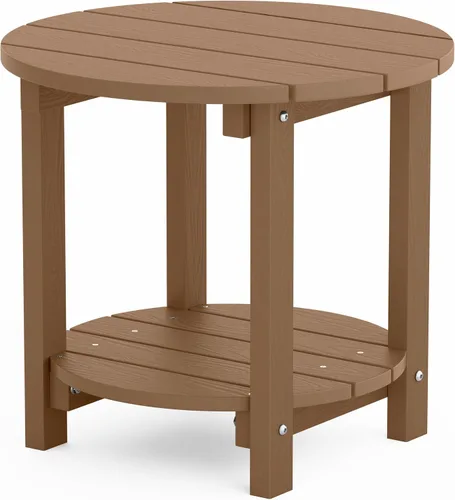Miniatura 17 de YEFU Adirondack - Mesa auxiliar doble para exteriores, de 18 pulgadas, mesa auxiliar de madera de polietileno, resistente a la intemperie para Negro