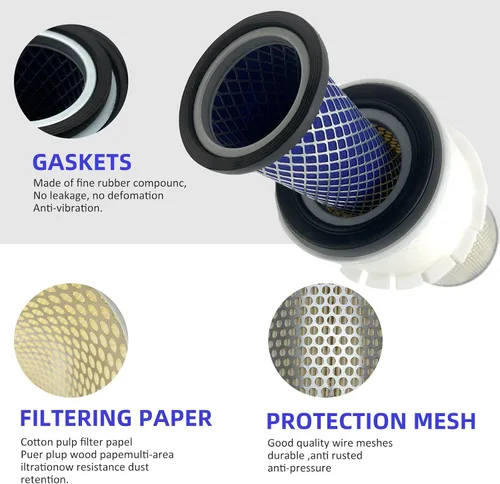 Miniatura 2 de 6598492 y 6598362 Kit de filtro de aire exterior y filtro interior para cargadores y excavadoras Bobcat 641 741 7753 843 1213 S130 T140 1600 325