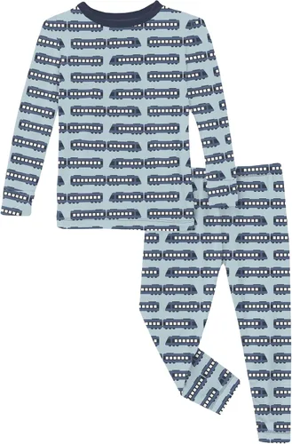 Miniatura 33 de KicKee Pants Conjunto de pijama de manga larga con estampado de piezas