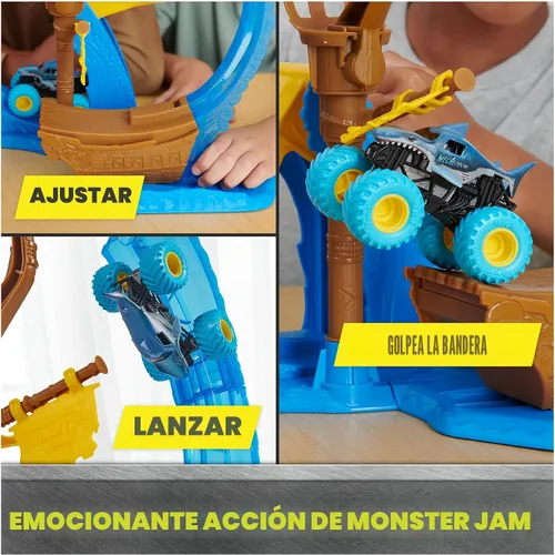 Miniatura 4 de Monster Jam, Megalodon Loop of Doom Set de Juego de Acrobacias con Camión Monstruo Exclusivo de Fundición a Escala 1:64 para Niños, Juguetes