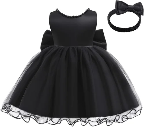 Miniatura 4 de LZH - Vestido de bebé para niñas con volante, encaje, espalda descubierta y lazo - Incluye accesorio para la cabeza - Vestido con flores