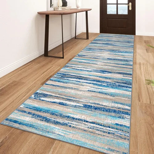 Miniatura 77 de Alfombra de pasillo moderna Lansny 2 x 6 pulgadas, alfombra de cocina lavable verde mostaza multicolor, alfombra antideslizante suave para pasillo