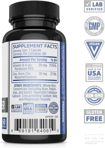 Miniatura 2 de Zhou Zinc Defender - Suplementos de zinc para hombres y mujeres, 30 mg por porción para la salud inmunológica y apoyo mineral, apoyo de vitamina B6