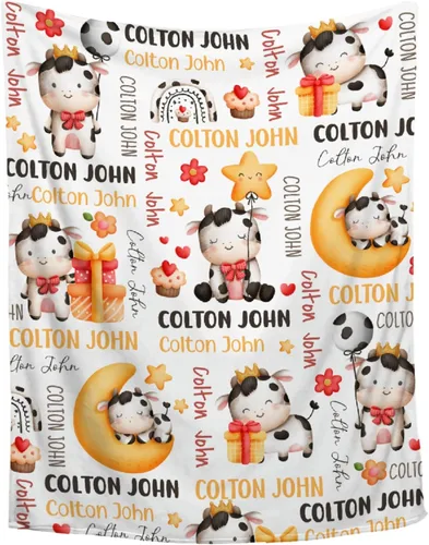 Miniatura 20 de Manta de bebé personalizada con diseño de animales del bosque, manta personalizada con nombre para niñas y niños, regalos de registro, manta suave