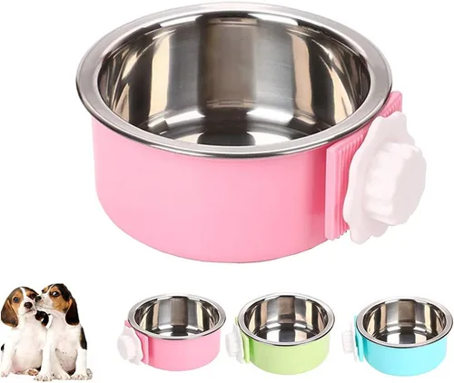 Miniatura 7 de Love Dream Cuencos colgantes para perros y gatos, comedero de agua para alimentos y alimentos con cuencos extraíbles de acero inoxidable y soporte