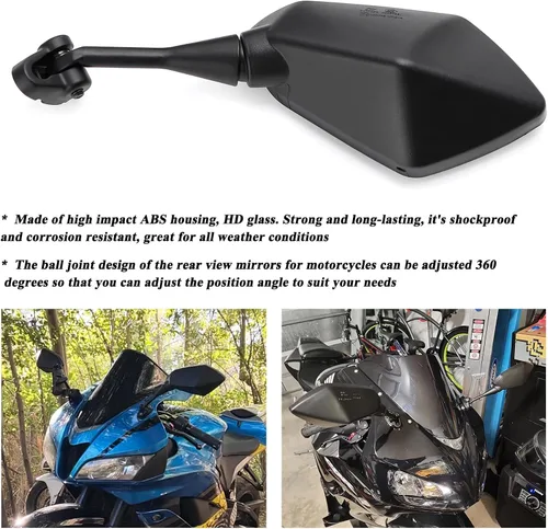 Miniatura 4 de Mokuo Espejo retrovisor para motocicleta en material de vidrio HD Compatible con Honda CBR600 CBR250 CBR300 CBR500 Ninja 250R Suzuki GSXR 750
