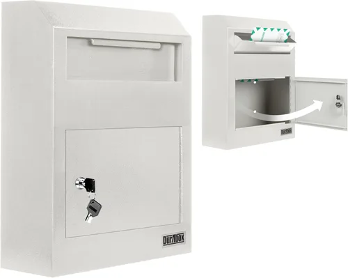 Miniatura 10 de Durabox Caja Fuerte de Depósito con Buzón de 10 x 4 x 16 pulgadas, Acero Resistente con Perfil Delgado, Buzón de Pared con Amplia Ranura de Depósito