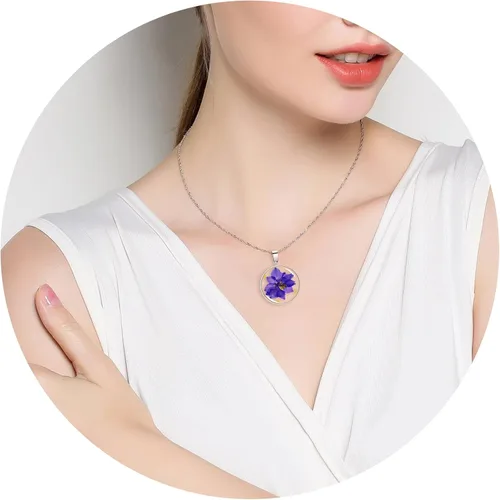 Miniatura 67 de Pressed Flower Necklace Gift for Women Personalized Handmade Necklaces Birth Flower Necklace