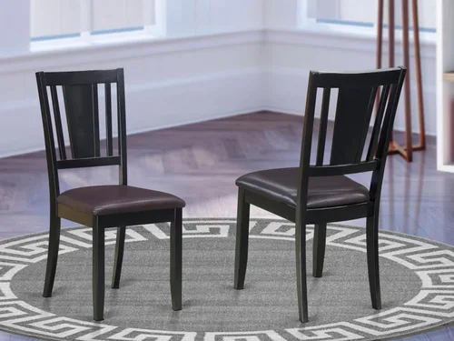 Miniatura 2 de East West Furniture DUC-BLK-LC Dudley - Sillas de comedor tapizadas de piel sintética, juego de 2, color negro