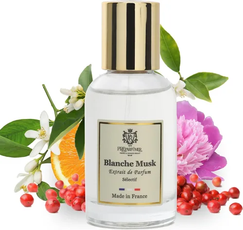 Preparfume From France Blanche Musk para mujer 1.0 fl oz – Aroma de aldehído floral fresco de Francia – Fragancia de lujo con aldehídos, rosa –
