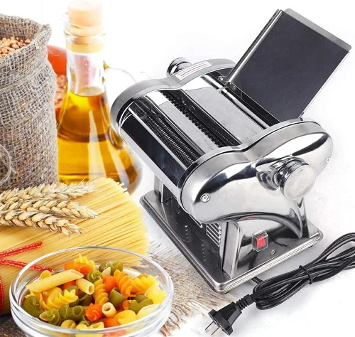 Hoja de masa, rodillo de masa eléctrico comercial, Fideos eléctricos de acero inoxidable de 110 V para hacer pasta, Máquina de pasta eléctrica,