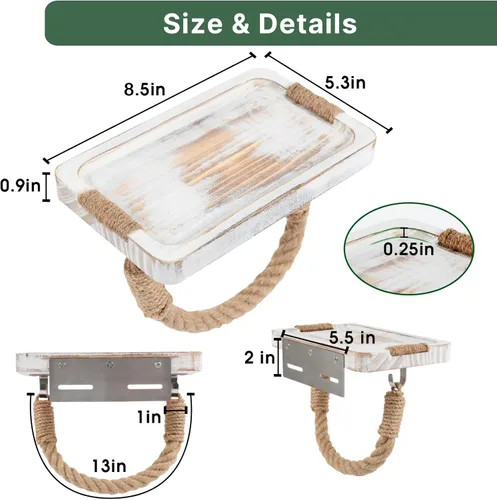 Miniatura 5 de Soporte de papel higiénico de granja, cuerda costera de playa, decoración de baño, toallero de madera rústica, soporte de pared, soporte de rollo