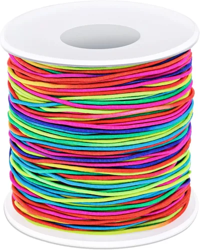 Miniatura 10 de selizo - Paquete de 2 cuerdas elásticas para pulseras, collares, cuentas, fabricación de joyas y costura (0.047 in, 109 yardas, negro y blanco)