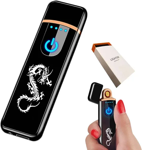 Miniatura 8 de Encendedor electrónico recargable por USB, mini pantalla táctil creativa, pantalla LED, resistente al viento, sin llama con cable de carga, silencio