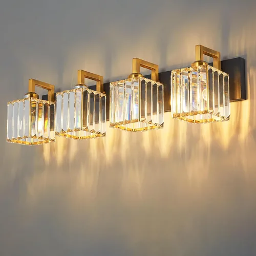 Miniatura 53 de Lámpara de tocador moderna de 2 luces de níquel cepillado, lámpara de tocador de cristal, luz de pared de baño, accesorios de iluminación de baño