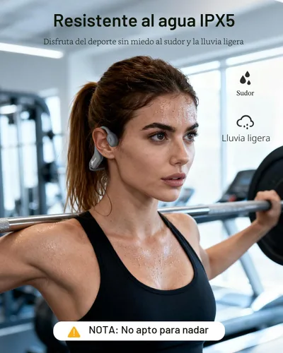 Miniatura 6 de SANOTO Auriculares de conducción ósea Bluetooth Auriculares abiertos con micrófono, auriculares ligeros de conducción ósea IPX5, impermeables, 2-Gris
